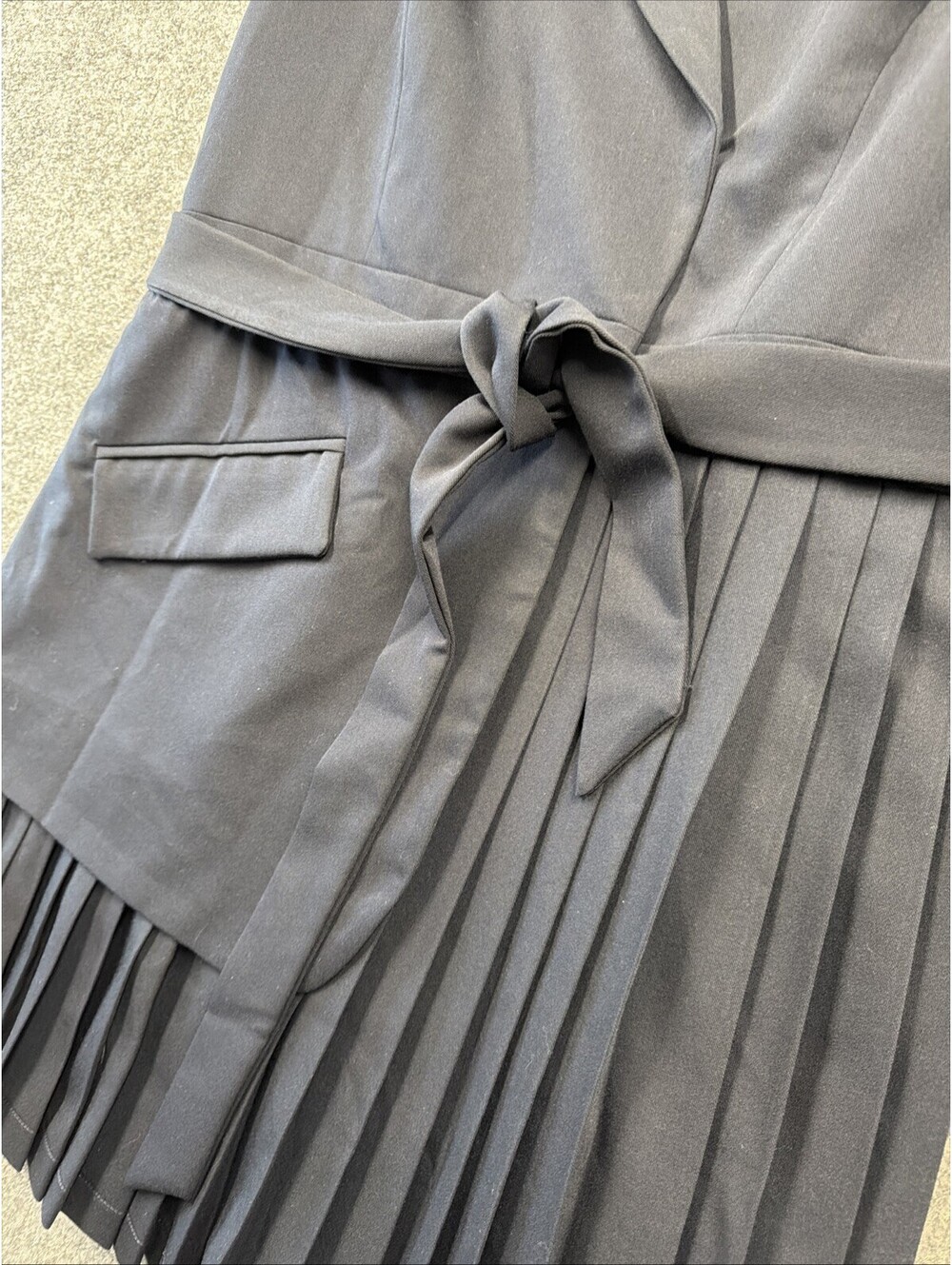 NWT  Commense  Navy Blue Belted Pleated Sleeveless Blazer Mini Dress Sz L - Picture 5 of 13
